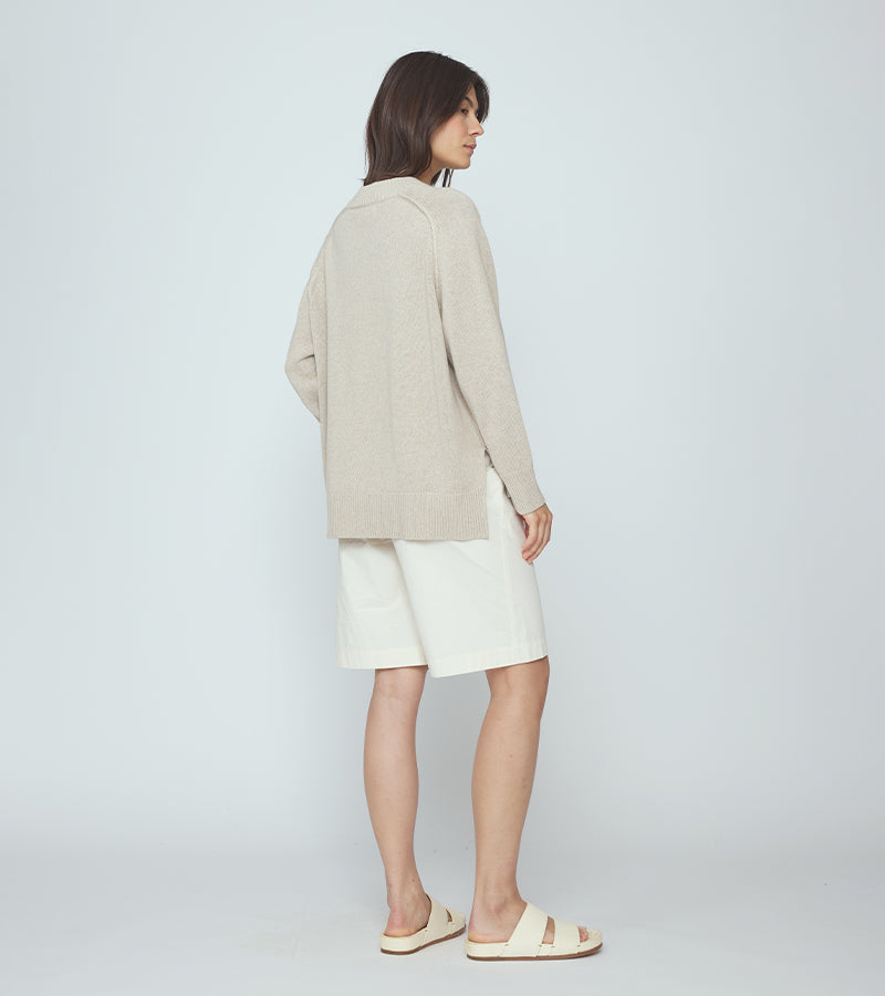 Roll Seam Pull Over | Stone Beige